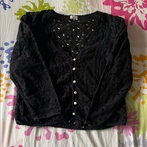 Wilfred Black Eyelet Blouse with Buttons